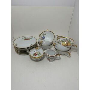 Hutschenreuther Selb Bavaria Fruit Porcelain Tea Set Cups Saucers Sugar Creamer